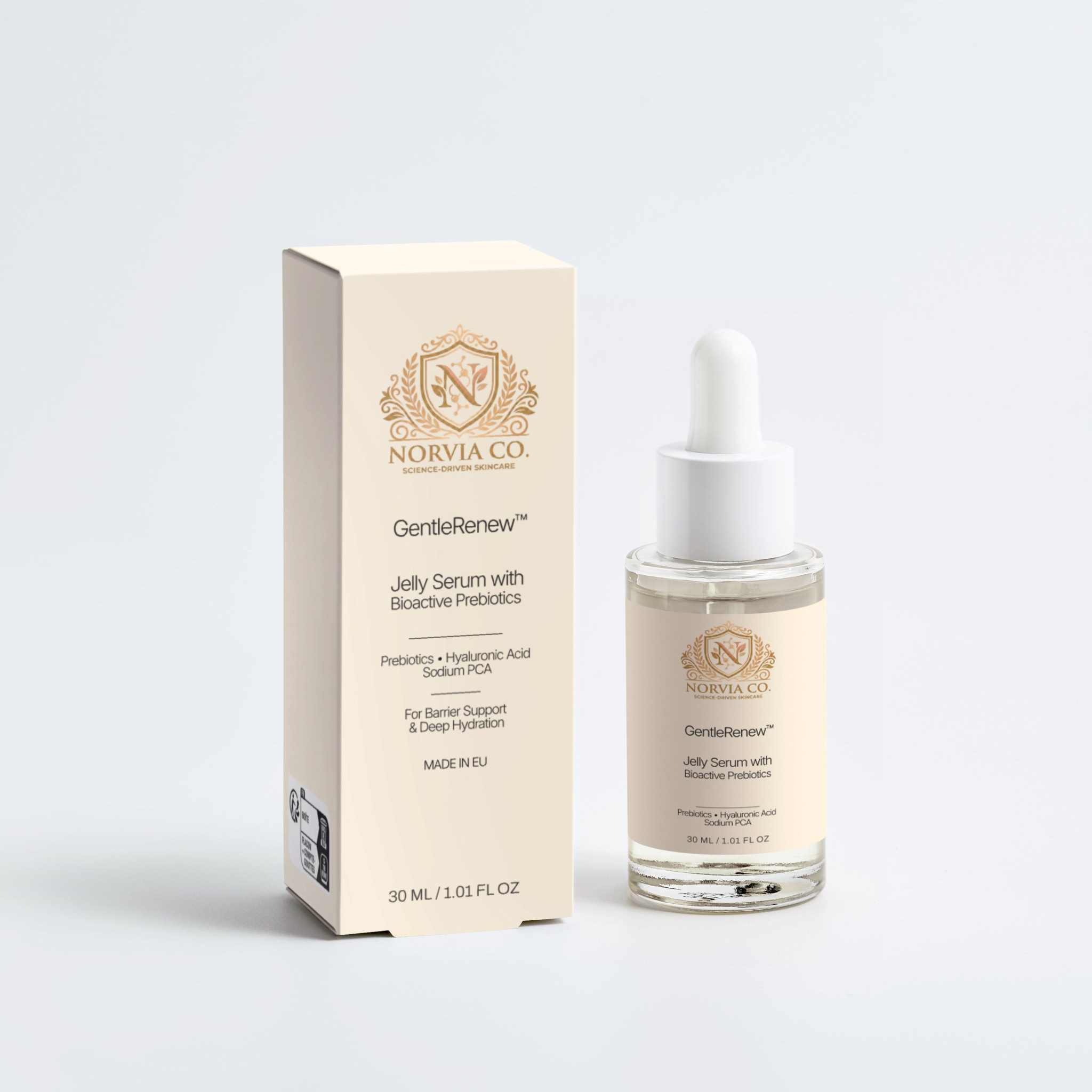 GentleRenew™ Jelly Serum bottle with light gel texture for hydration and skin balance