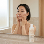 Woman patting Hydrate Rose Water Toner onto her cheeks