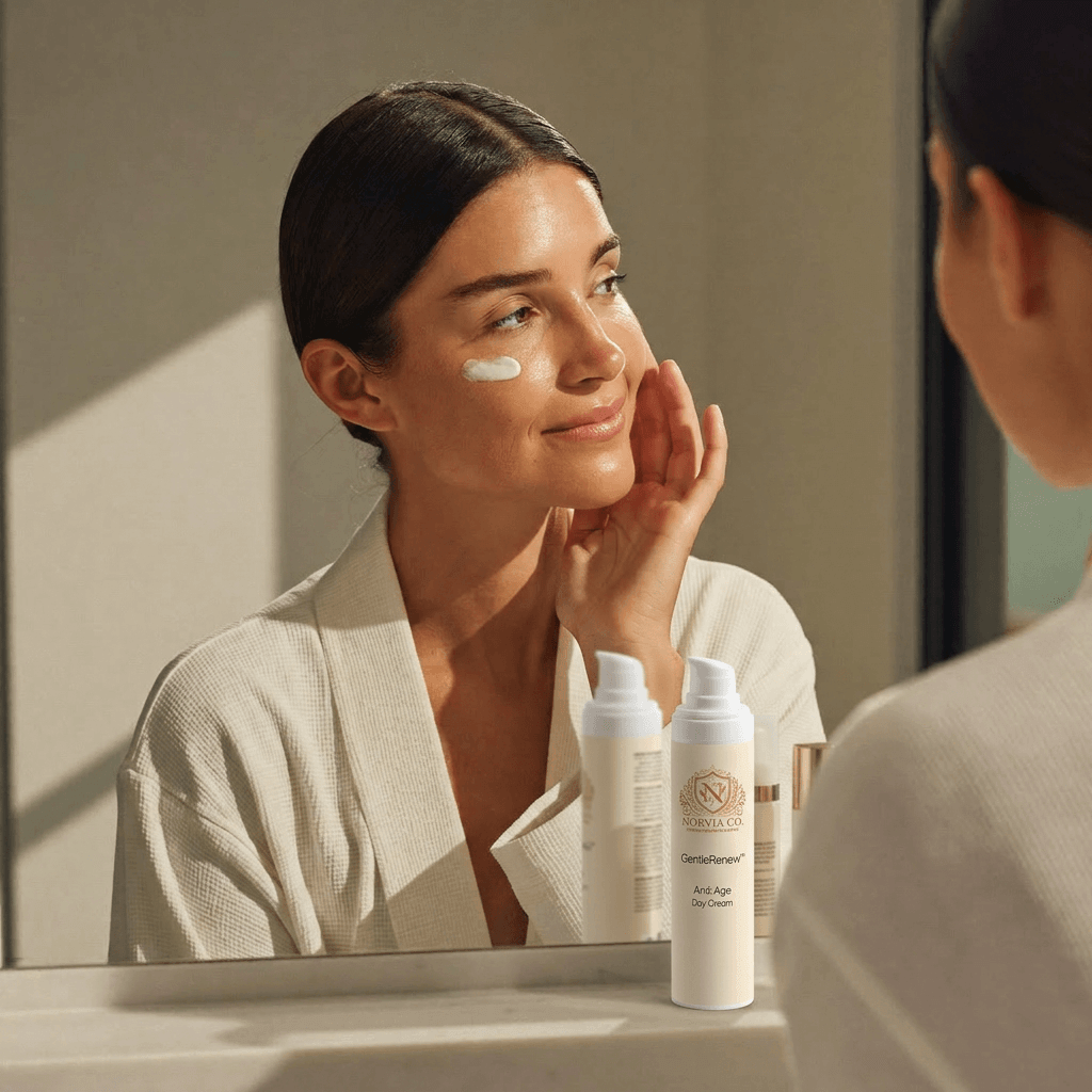 GentleRenew™ Anti-Aging Day Cream jar with hydrating and skin-smoothing properties for daily use