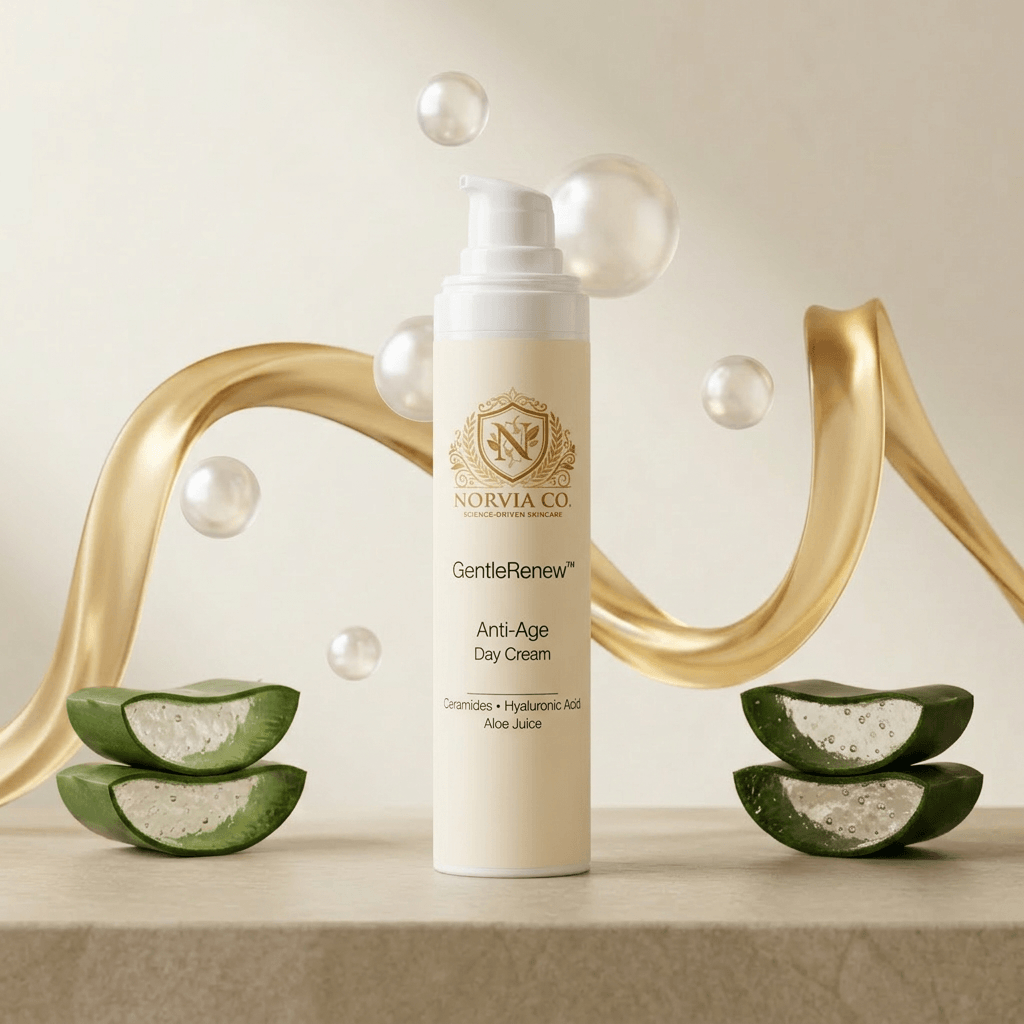 GentleRenew™ Anti-Aging Day Cream jar with hydrating, smoothing formula for fine lines and radiant skin