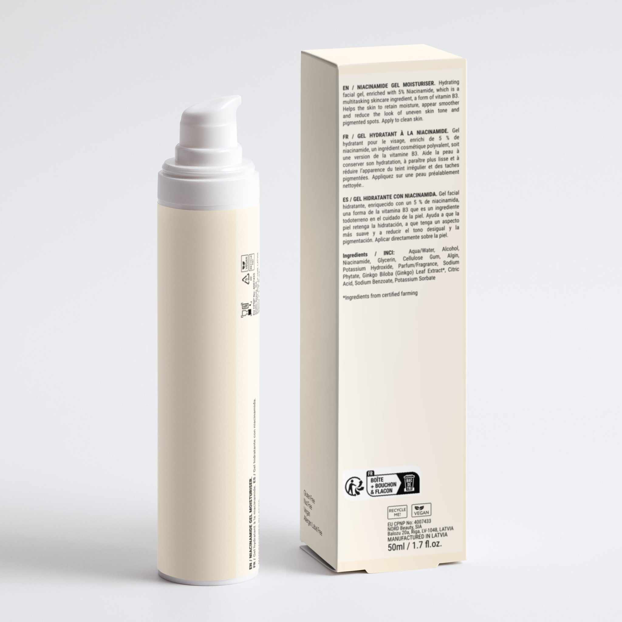 GentleRenew Niacinamide Gel Moisturizer bottle with 5% vitamin B3 for lightweight hydration and improved skin texture