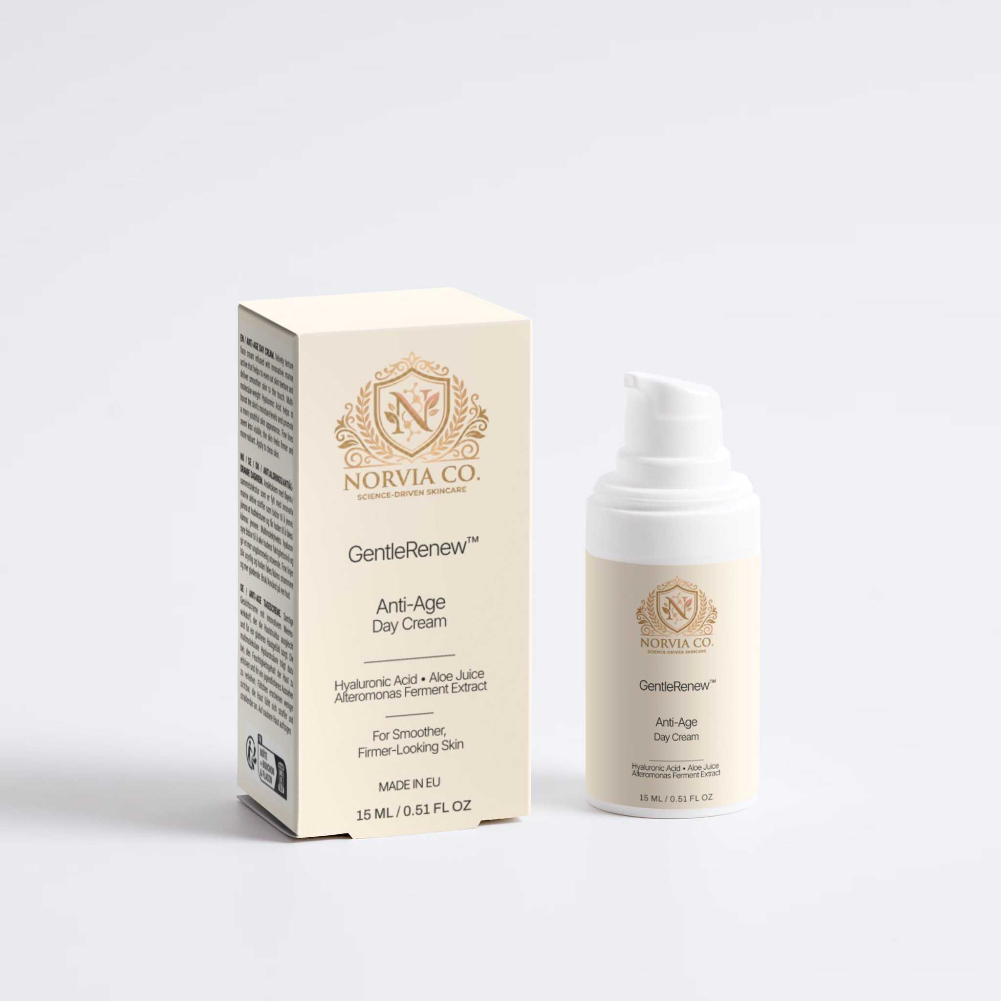 GentleRenew™ Anti-Aging Face Day Cream with Multi-Molecular Hyaluronic Acid jar for daily skin hydration and fine line reduction
