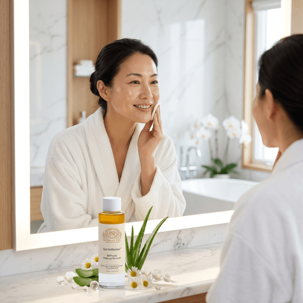 GentleRenew biphasic make-up remover bottle with dual-phase formula for sensitive skin