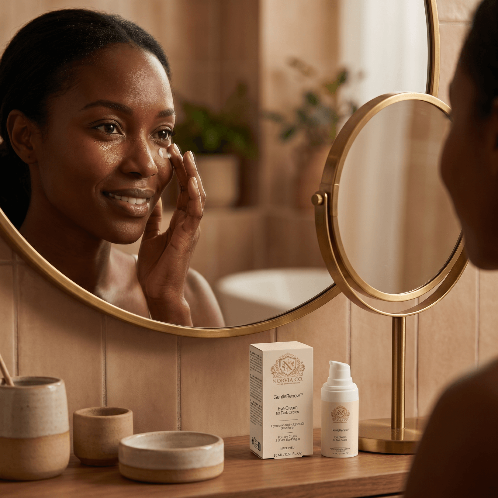 GentleRenew™ Eye Cream for Dark Circles tube with hydrating ceramides for smoother under-eye skin