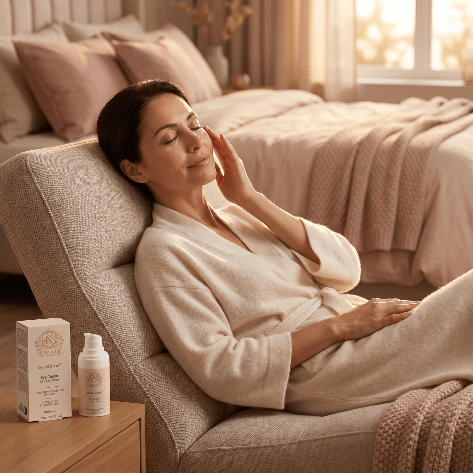 GentleRenew™ Eye Cream for Dark Circles in a sleek 15ml jar designed to reduce dark circles and hydrate under-eye skin