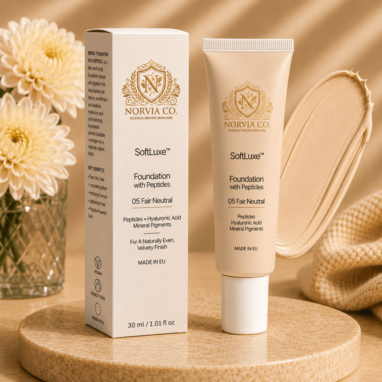 SoftLuxe lightweight foundation with peptides for natural, smooth, and even complexion finish