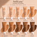 SoftLuxe™ Foundation with Peptides offering lightweight, buildable coverage and a natural, semi-matte finish