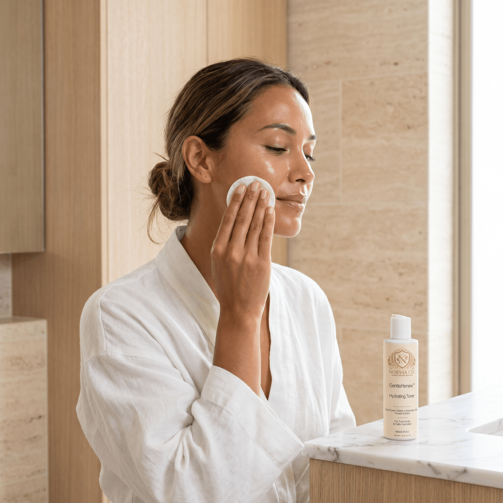 GentleRenew Hydrating Toner bottle with rose water and hyaluronic acid for lightweight skin hydration and balanced complexion