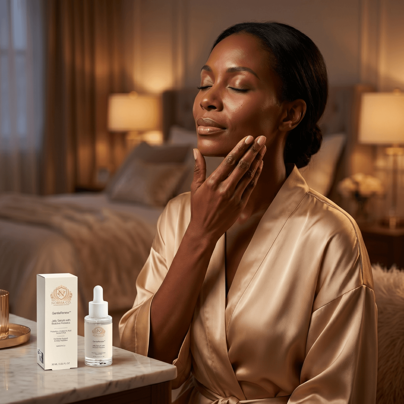 GentleRenew™ Jelly Serum bottle with prebiotic-infused lightweight gel for hydration and skin barrier support
