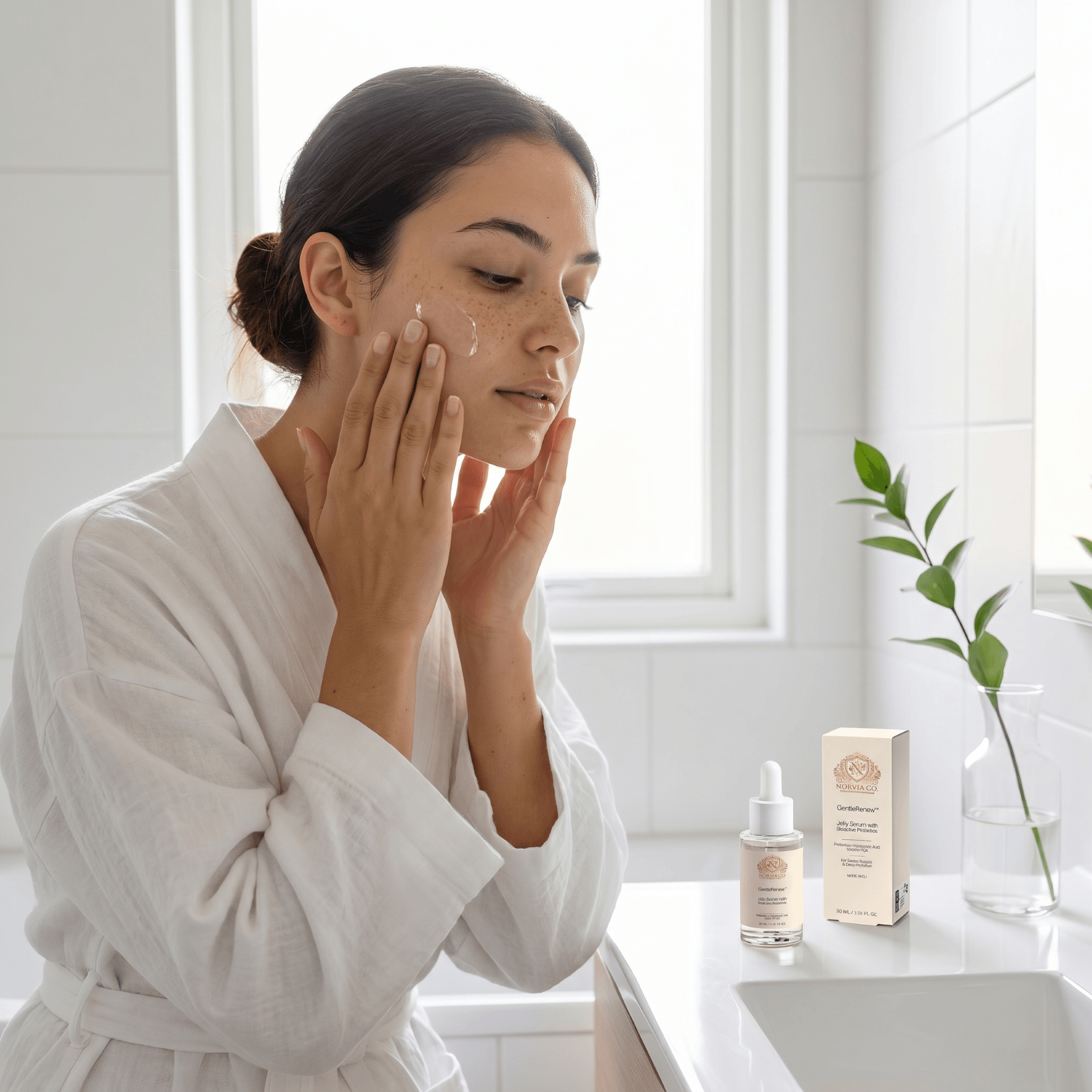 GentleRenew jelly serum bottle with lightweight hydrating gel texture for skin balance and barrier support