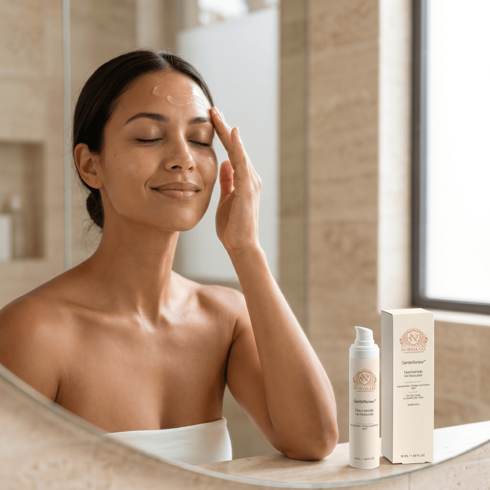 Niacinamide gel moisturizer tube with 5% vitamin B3 for lightweight hydration and balanced skin texture