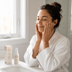 Bottle of GentleRenew™ Retinol Alternative Serum by Norvia Co with light blue label and dropper cap
