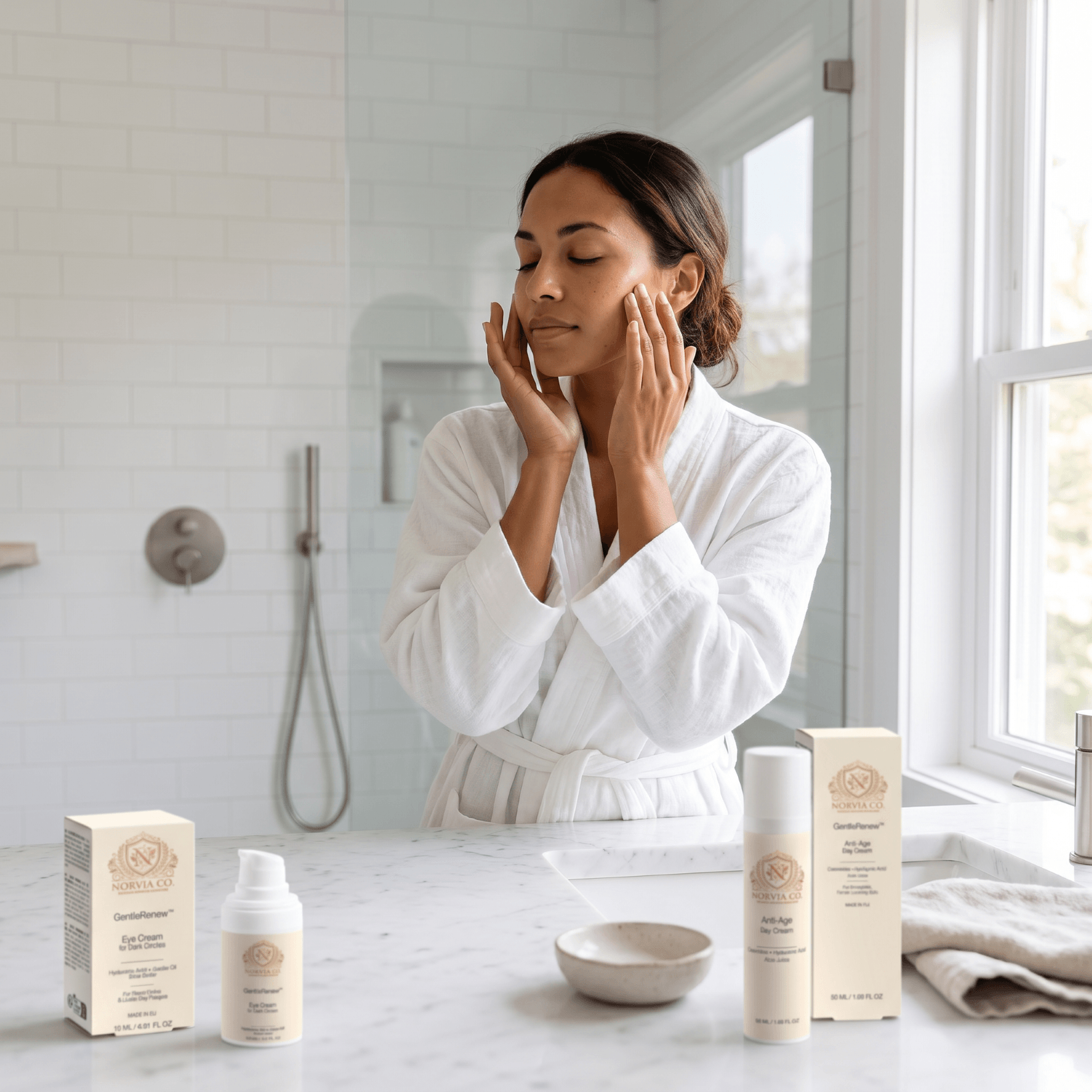 GentleRenew™ Skincare Routine Set with peptide serum, eye cream, and day cream for anti-aging hydration and smooth skin