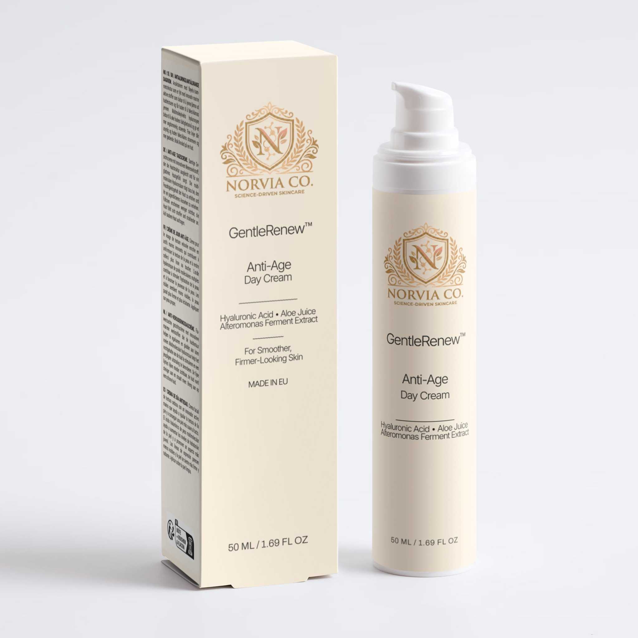 GentleRenew Anti-Aging Face Day Cream with Multi-Molecular Hyaluronic Acid moisturizing face cream for fine lines and firm skin