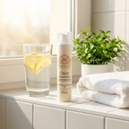 Norvia Co. Clear Niacinamide Gel on a sunny bathroom shelf