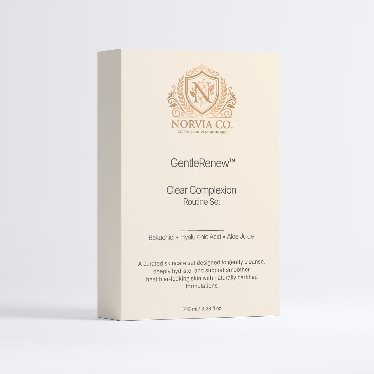 Norviva Co. Gentle Renew Clear Complexion collection Set packaging on a white background
