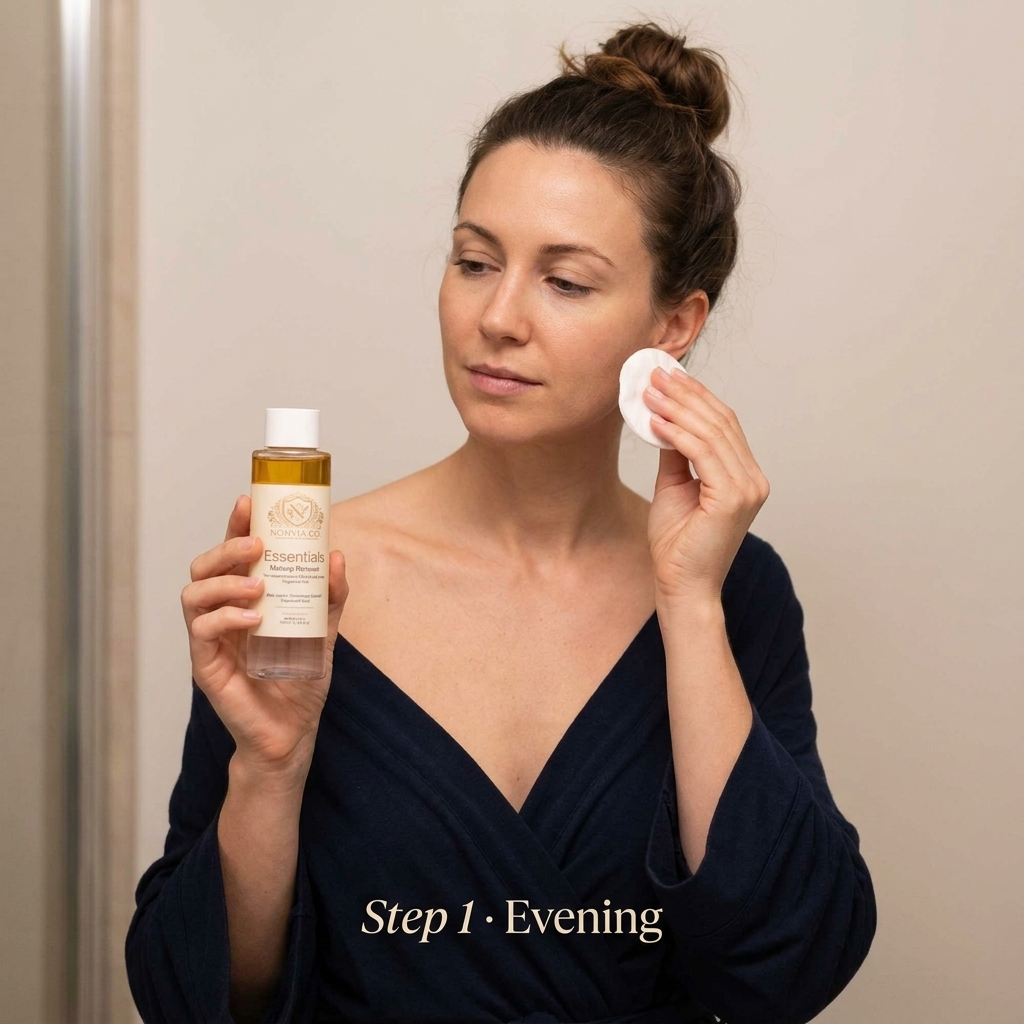 Step 1 evening: Norvia Co. Essentials Makeup Remover