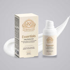 Daily Moisturizer for Dry Skin in a white pump bottle with a cream-and-gold box, featuring Essentials branding