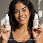 Norvia Co. Even Tone Routine Set – model with both serums, helps dark spots look less noticeable