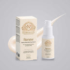 Eye Serum for Fine Lines in a white pump bottle with matching cream carton, gold Norvia branding and botanical serum label