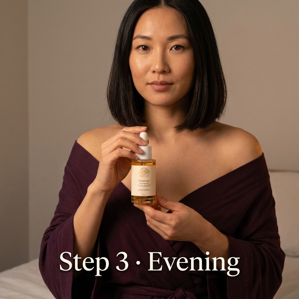 Step 3 – Norvia Co. Balance Glow Facial Oil, evening