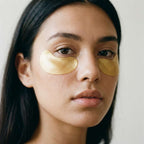 Close-up of gold hydrogel eye patches