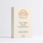 Men's Skincare Set in an ivory gift box with gold Norvia Co. crest and For Him Routine Set lettering