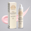 Peptide Face Cream in a white pump bottle with matching cream box, gold branding, and Firm Day & Night Cream label