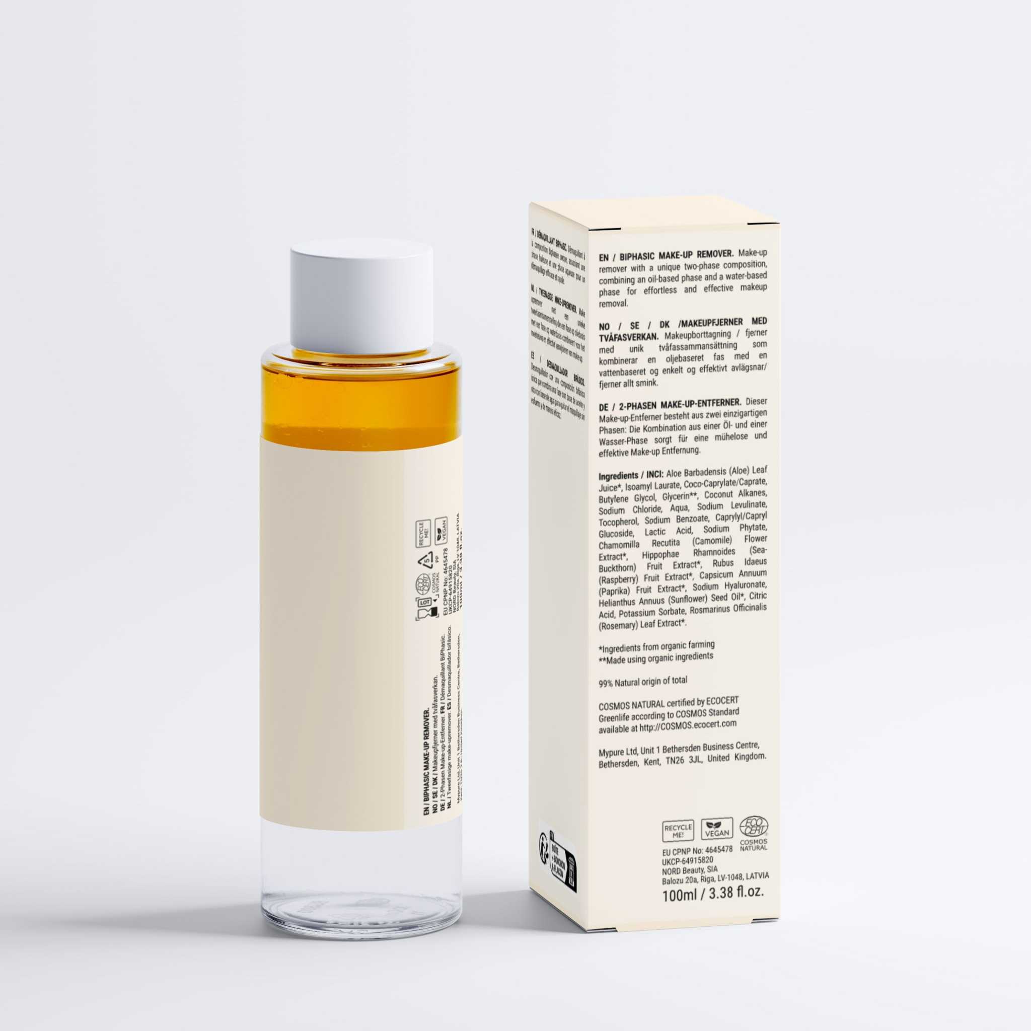 GentleRenew™ Biphasic Make-up Remover bottle showing dual-phase formula for gentle daily cleansing
