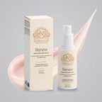 Norvia Co. Renew Retinol Alternative Serum bottle and box with pink serum texture